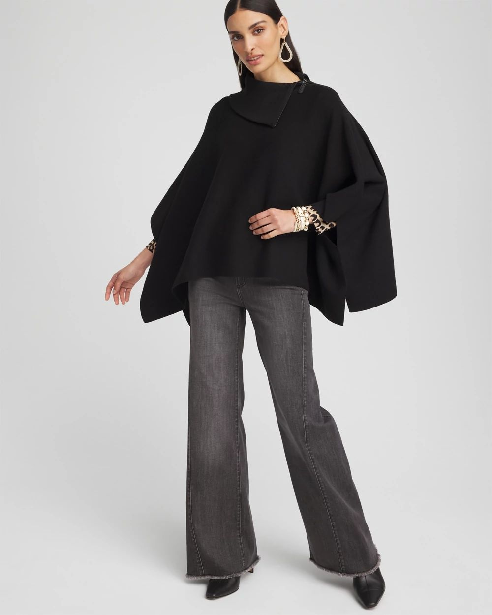 美品◆ショートトップス　PONCHO SILHOUETTE JERSEY TOP Saachi Multi Square Stripe Short Poncho - New Moon Boutique